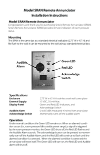 Thumbnail of document Manual - SRAN Remote Annunciator